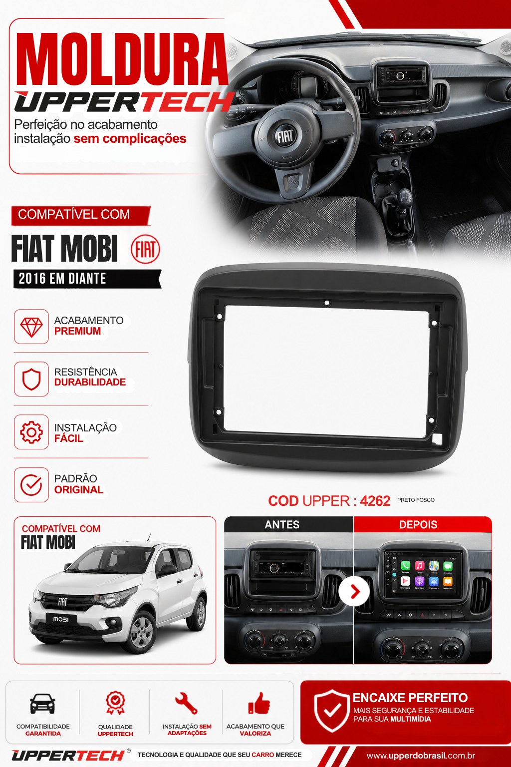 Flyer 4262 — Moldura Fiat Mobi 2016 a Diante Preto Fosco