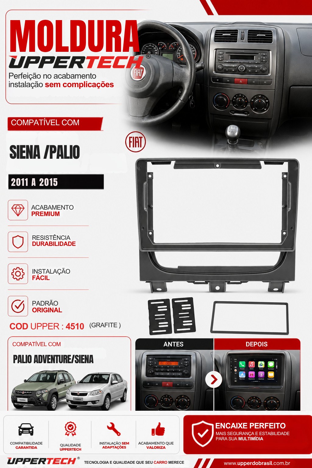 Flyer 4510 — Moldura Fiat Siena Palio Adventure 2011 a 2015 Grafite