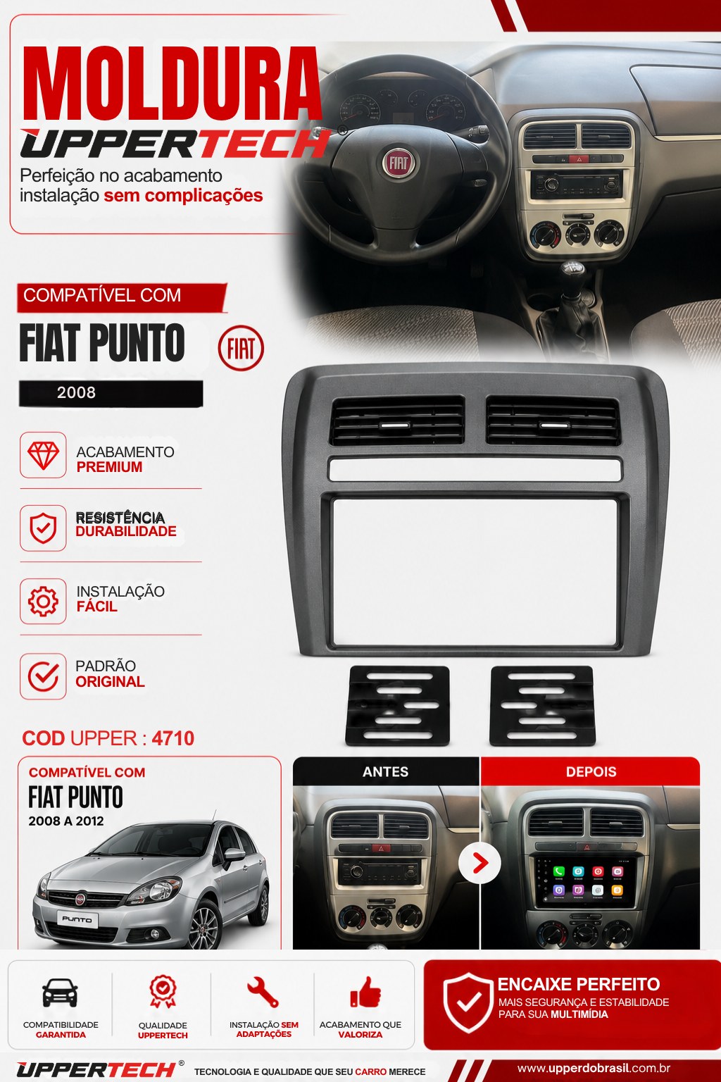 Flyer 4710 — Moldura Fiat Punto 2008 a 2012