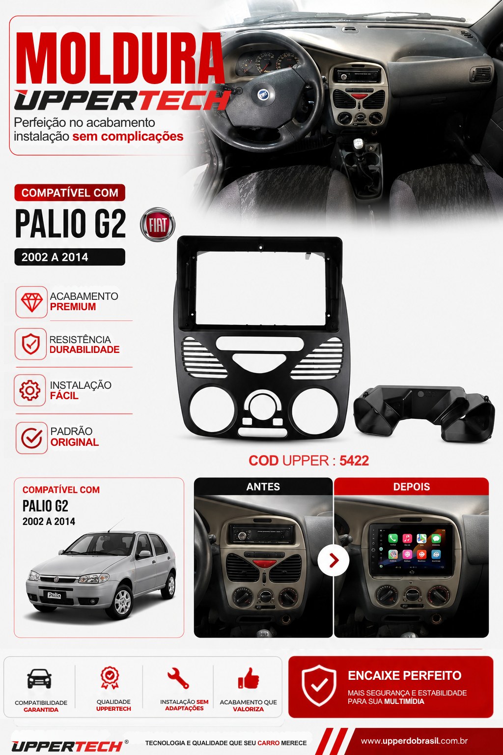 Flyer 5422 — Moldura Fiat Palio G2 Siena Strada 2002 a 2014