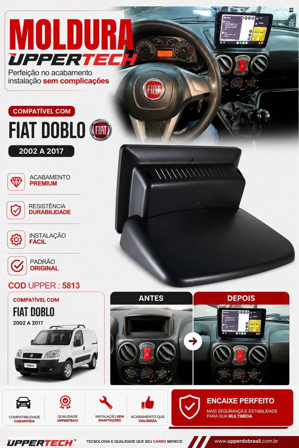 Flyer 5812 — Moldura Fiat Doblo 2002 a 2017