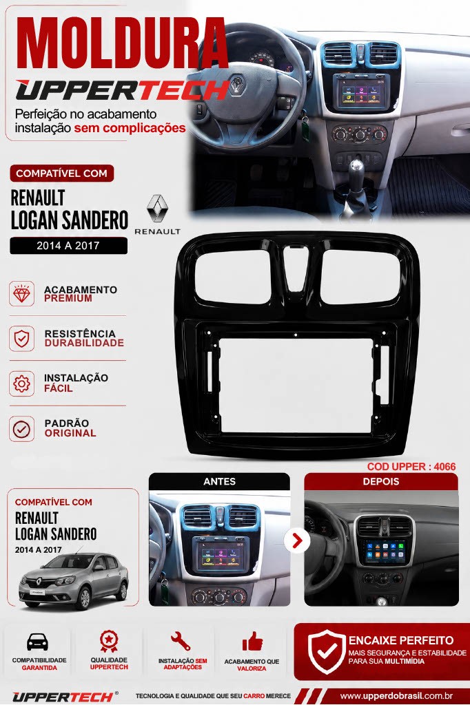 Flyer 4066 — Moldura Renault Sandero Logan 2014 a 2017