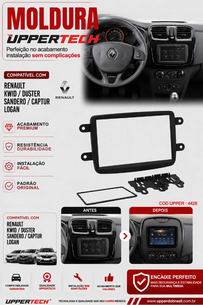 Flyer 4428 — Moldura Renault Kwid Duster Sandero Logan Captur 7 pol