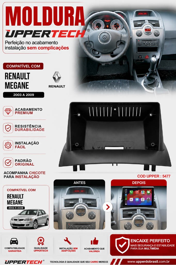 Flyer 5477 — Moldura Renault Megane 2003 a 2009 U-Kit