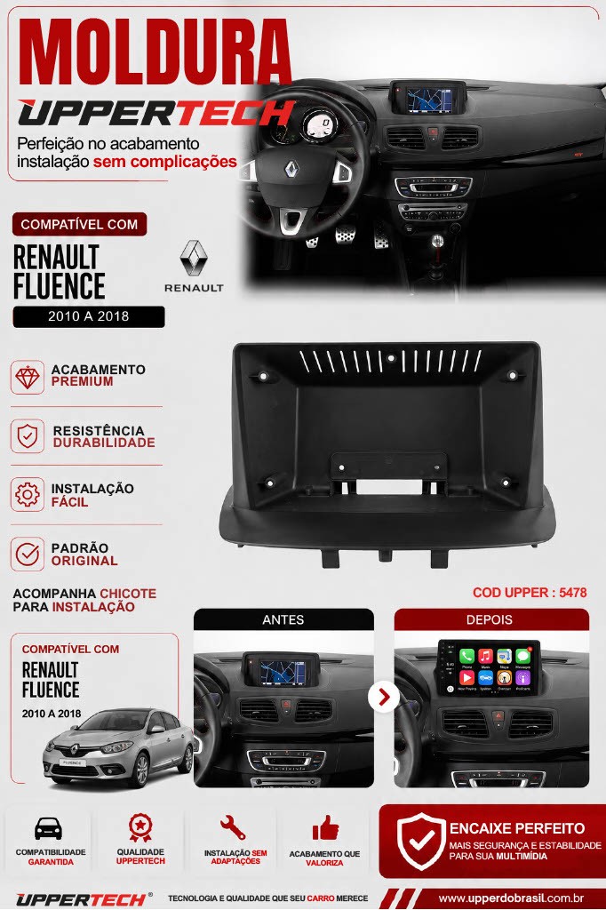 Flyer 5478 — Moldura Renault Fluence 2010 a 2018 U-Kit