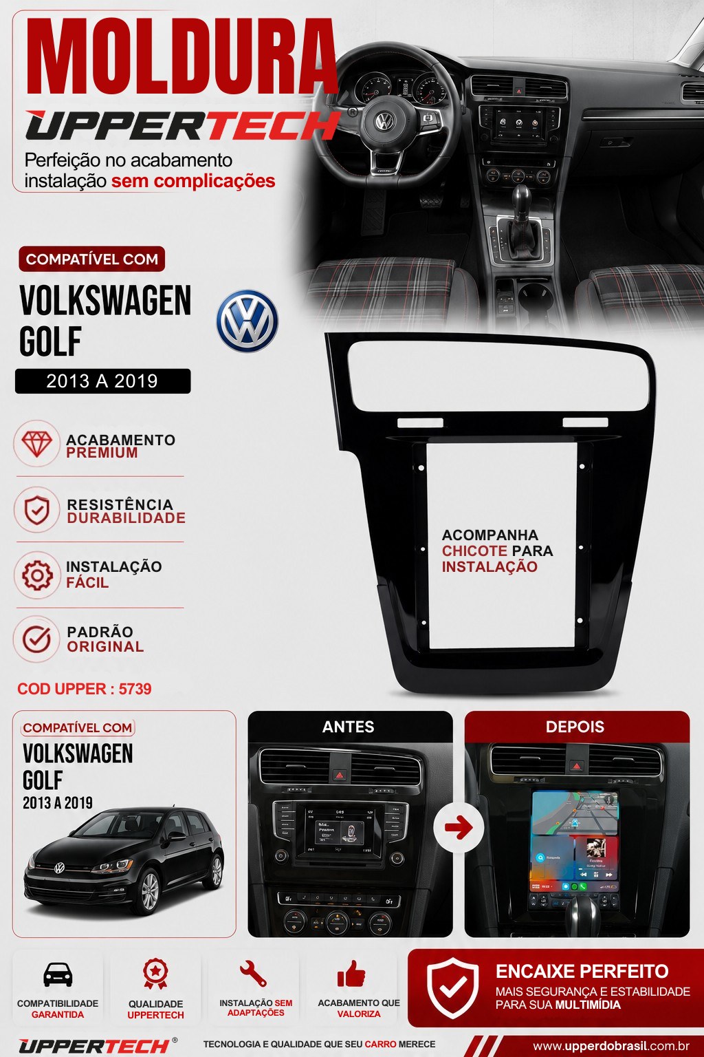 Flyer 5739 — Moldura Volkswagen Golf 2013 a 2019