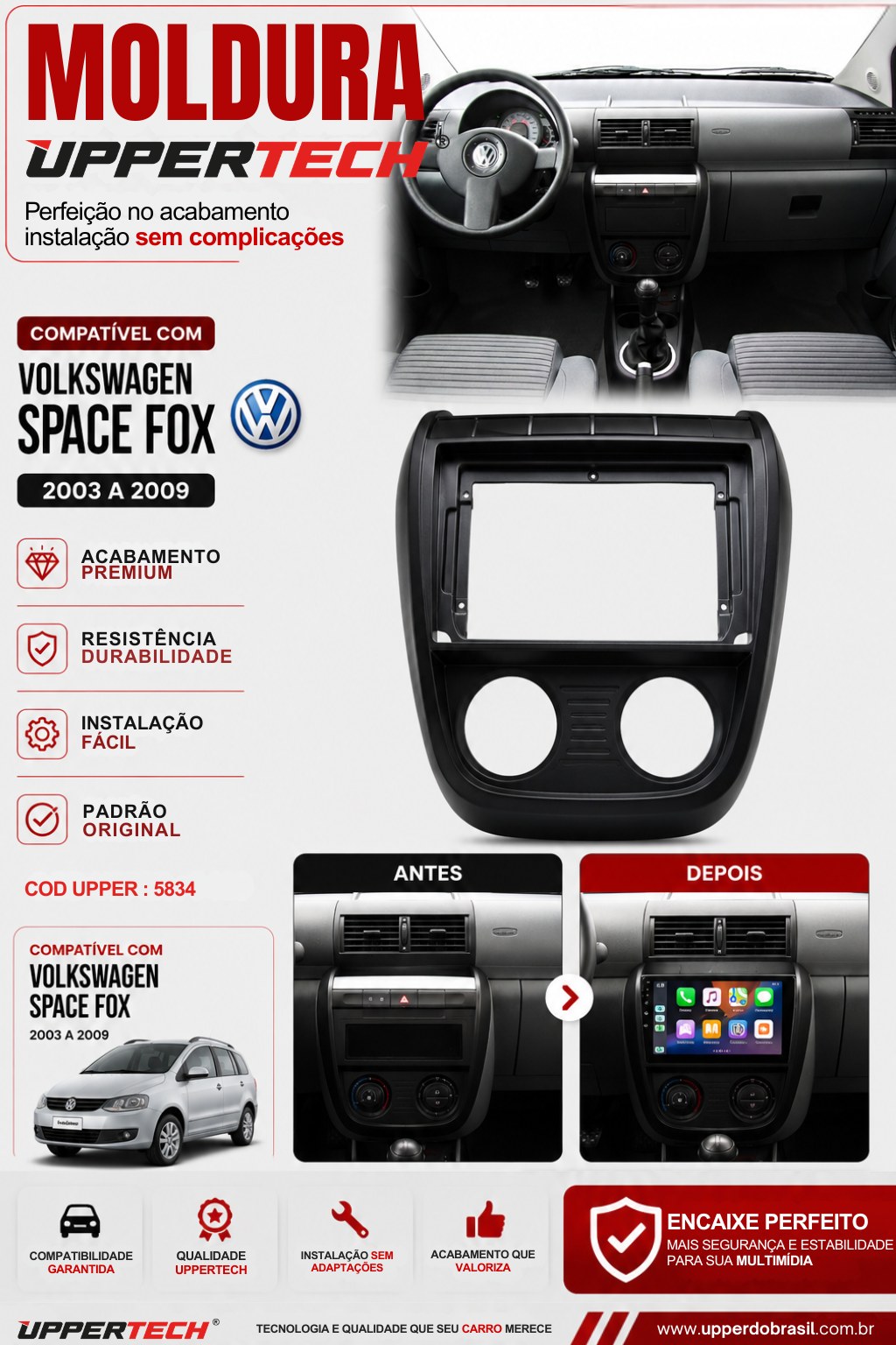 Flyer 5834 — Moldura Volkswagen Space Fox 2003 a 2009