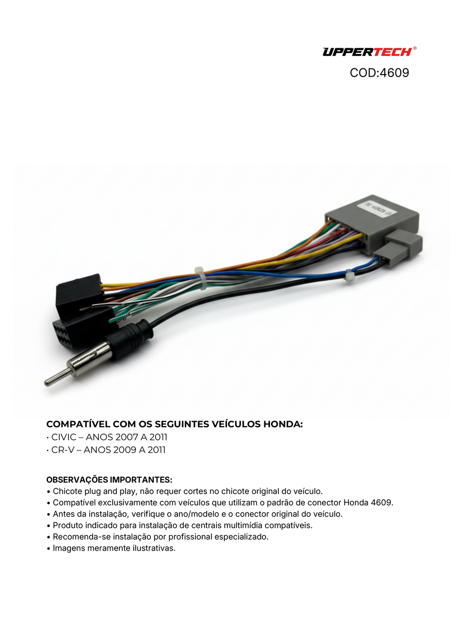 Chicote ISO · Honda — Civic (2007–2011) (Com Antena) - miniatura 3