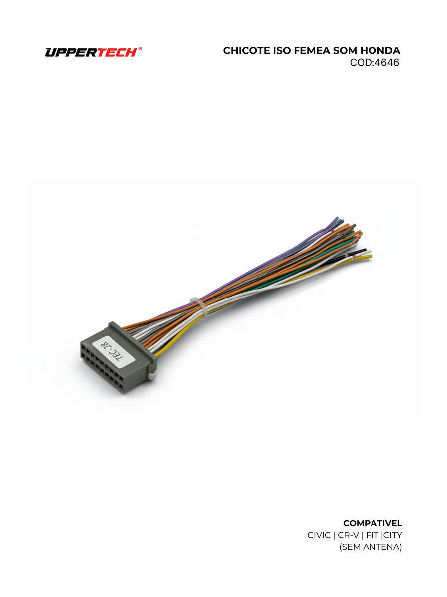 Chicote ISO · Honda — Civic, Fit (2001–2025) (Sem Antena, Fêmea) - miniatura 2