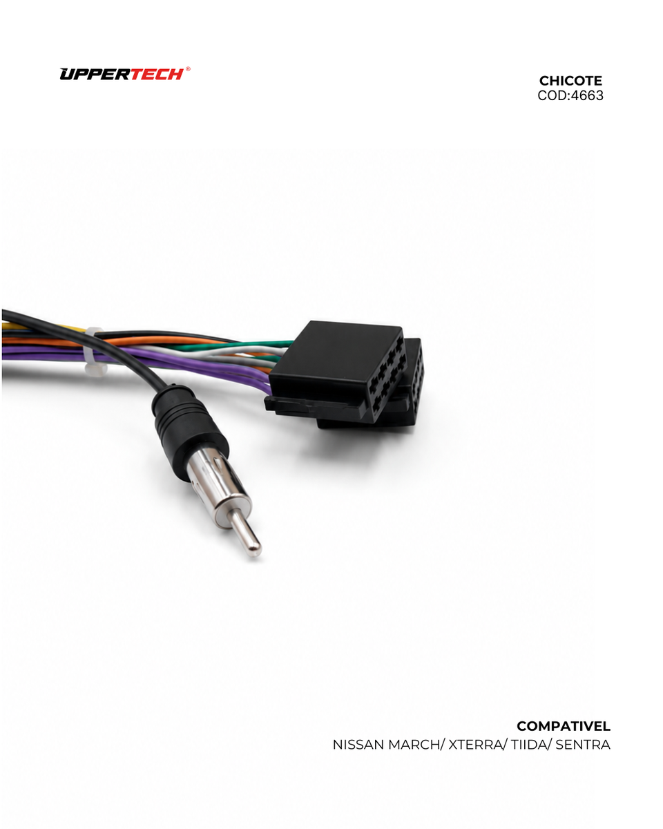 Chicote ISO · Nissan — Sentra, March, Tiida (2010–2025) (Com Antena) - miniatura 4