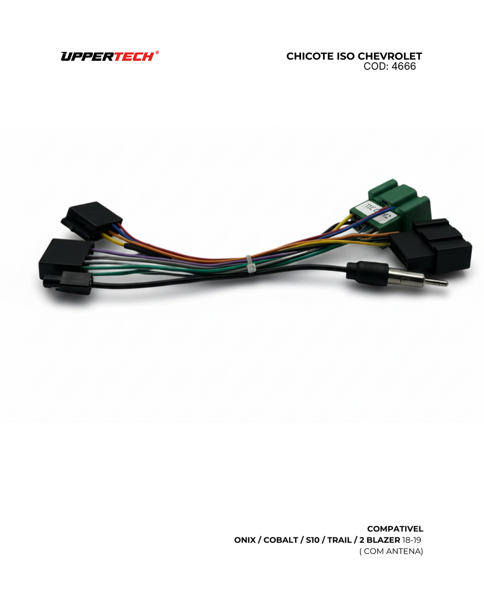 Chicote ISO · Chevrolet — Cobalt, Onix, S10 (2018–2019) (Com Antena) - miniatura 2