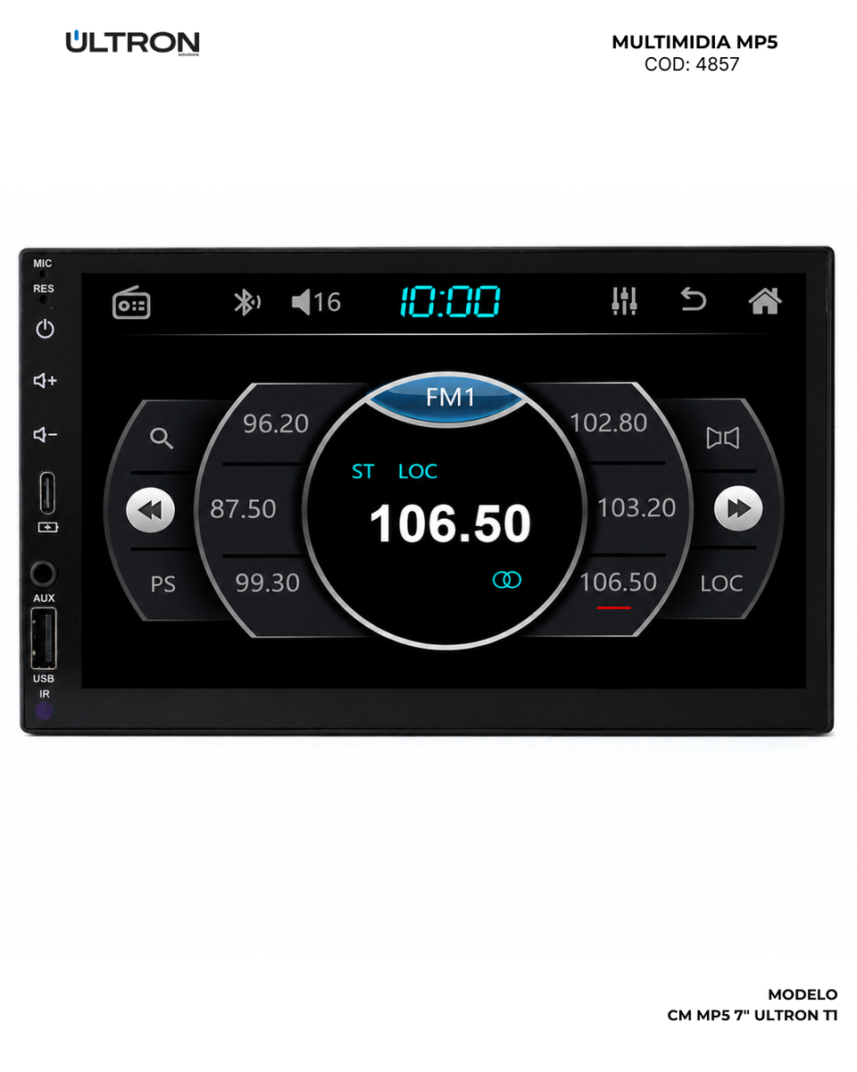 Central Multimídia · MP5 Ultron "7" T1 Tela Full Touch — detalhe