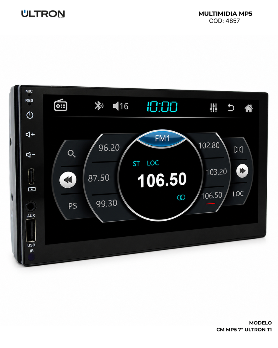 Central Multimídia · MP5 Ultron "7" T1 Tela Full Touch — detalhe