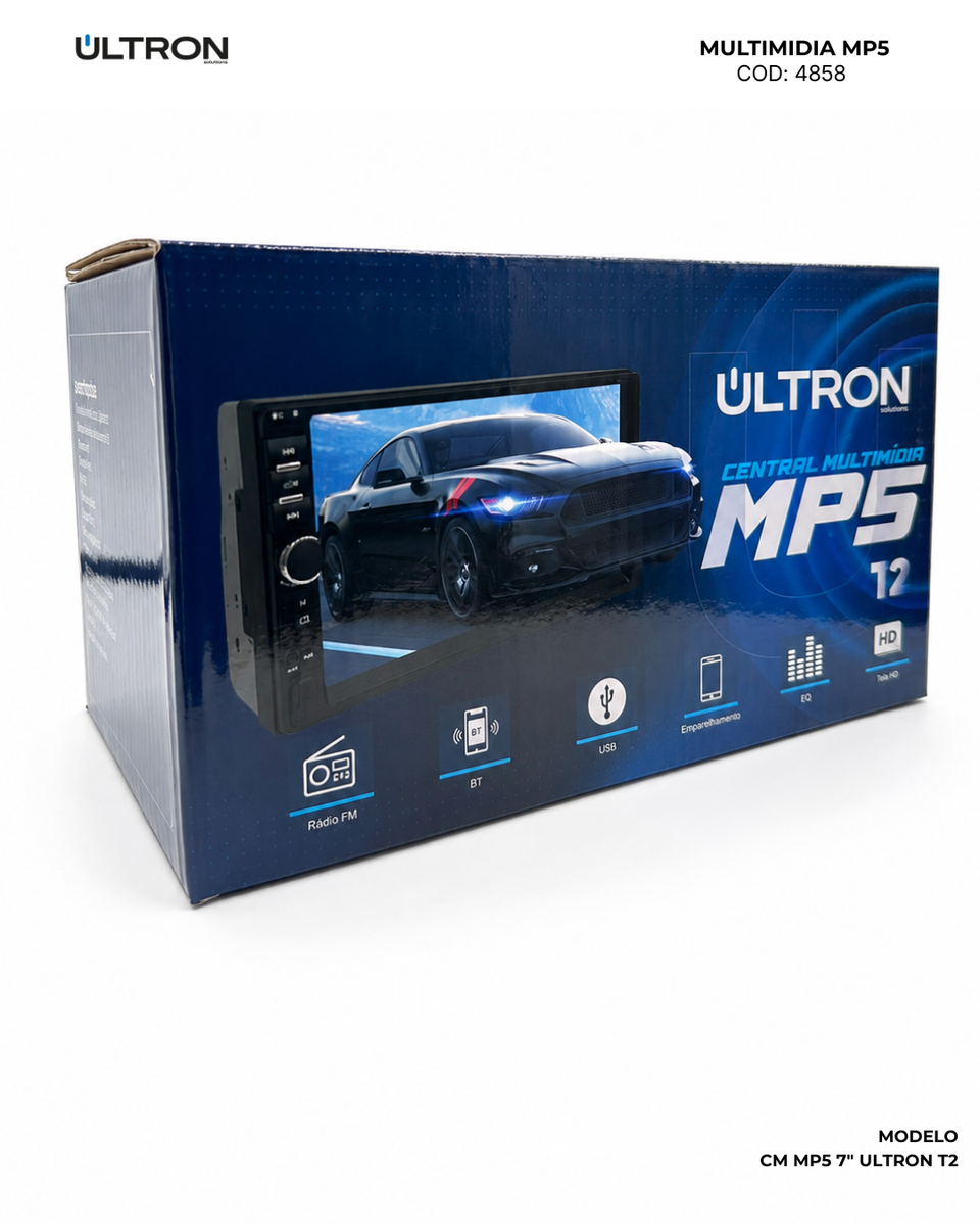 Embalagem · Central Multimídia · MP5 Ultron "7" T2 com Botão