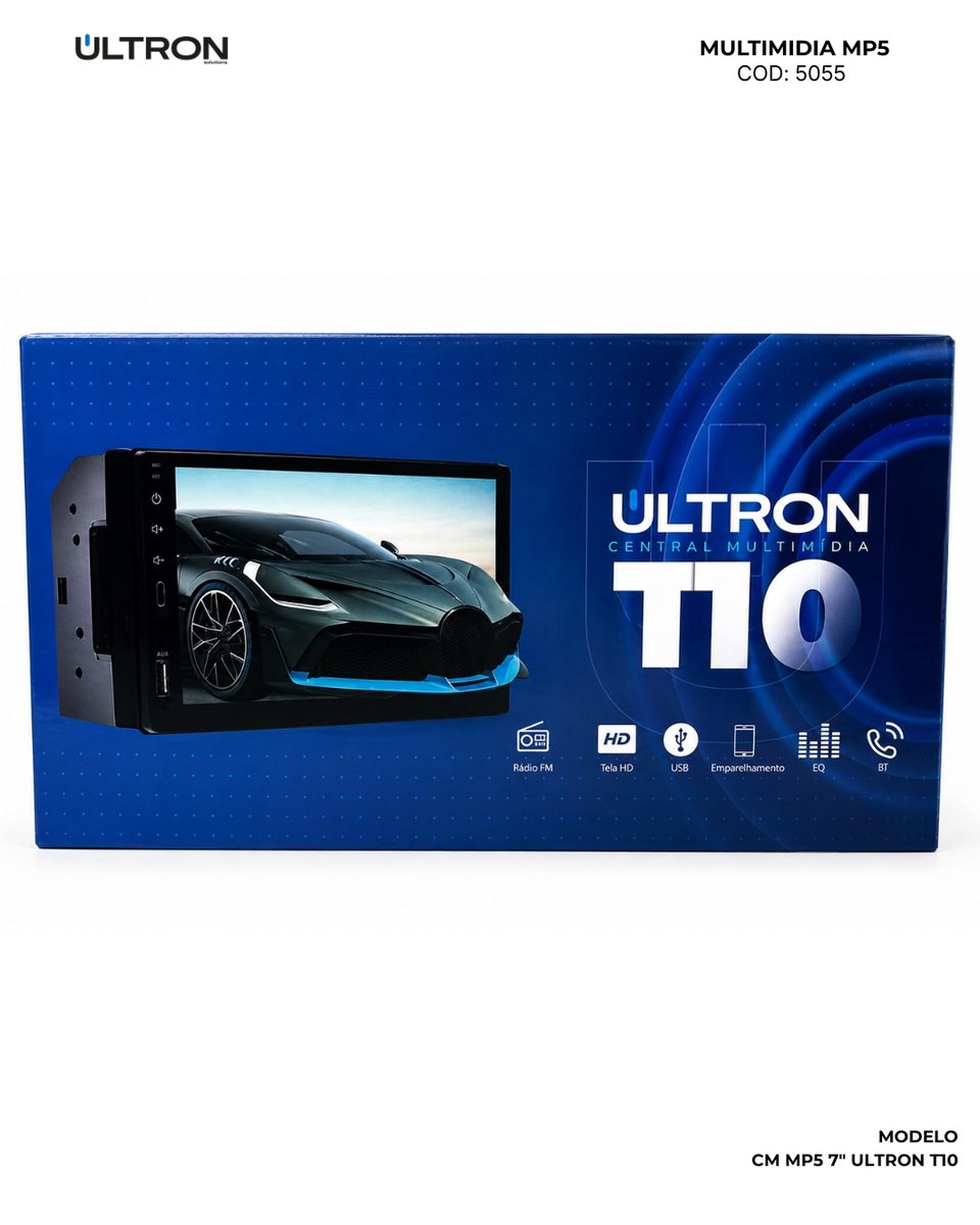 MP5 Ultron "7" T10 Tela Full Touch Compatível CarPlay/Android Auto