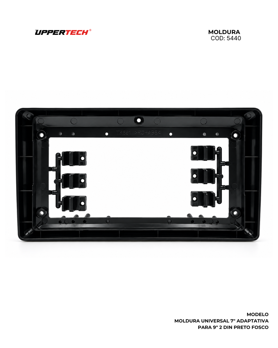 7″ Adaptativa para 9″ 2 DIN Preto Fosco