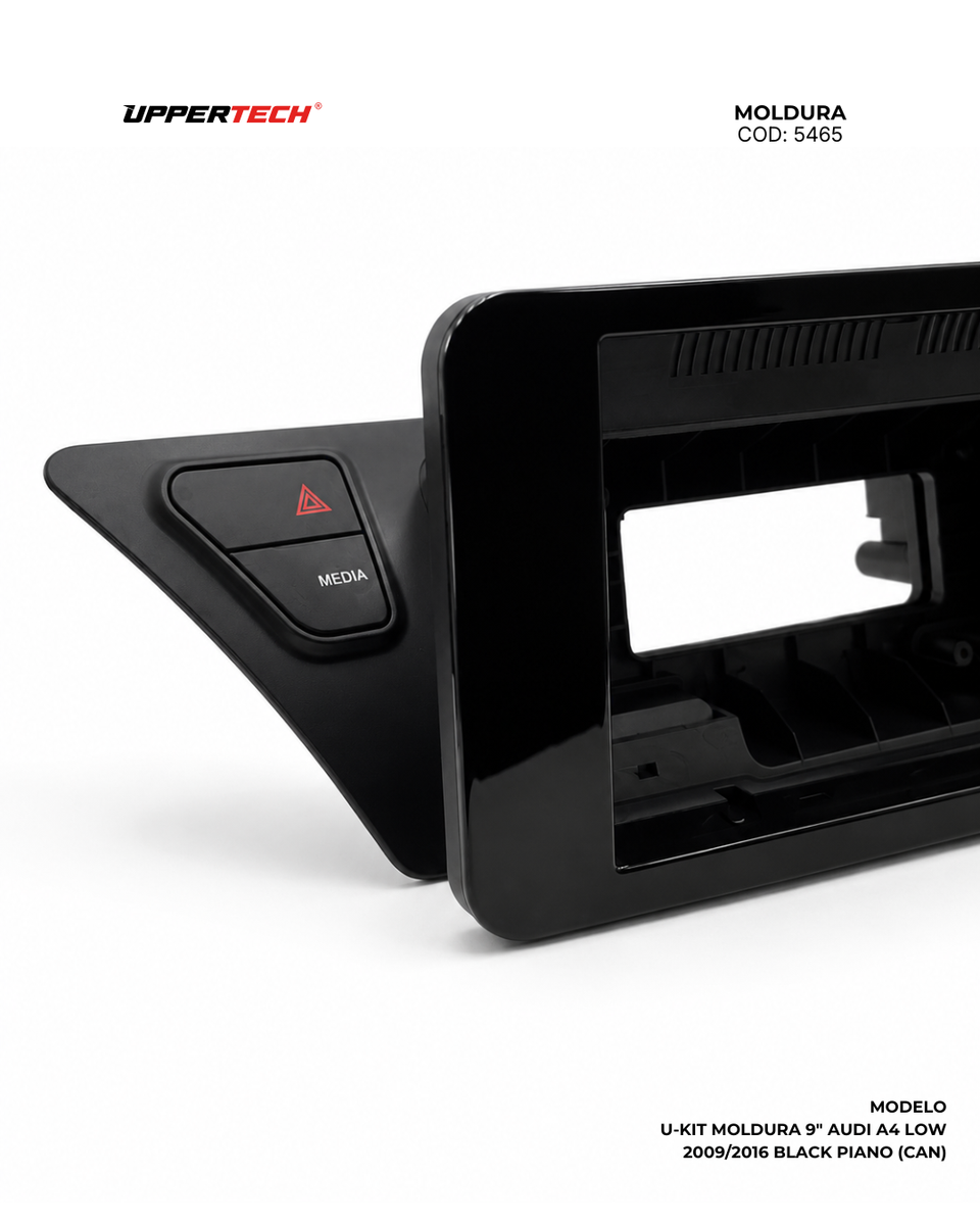 Moldura + Chicote específico · Audi — A4 (2009–2016) · 9" · Black Piano · Low - miniatura 4