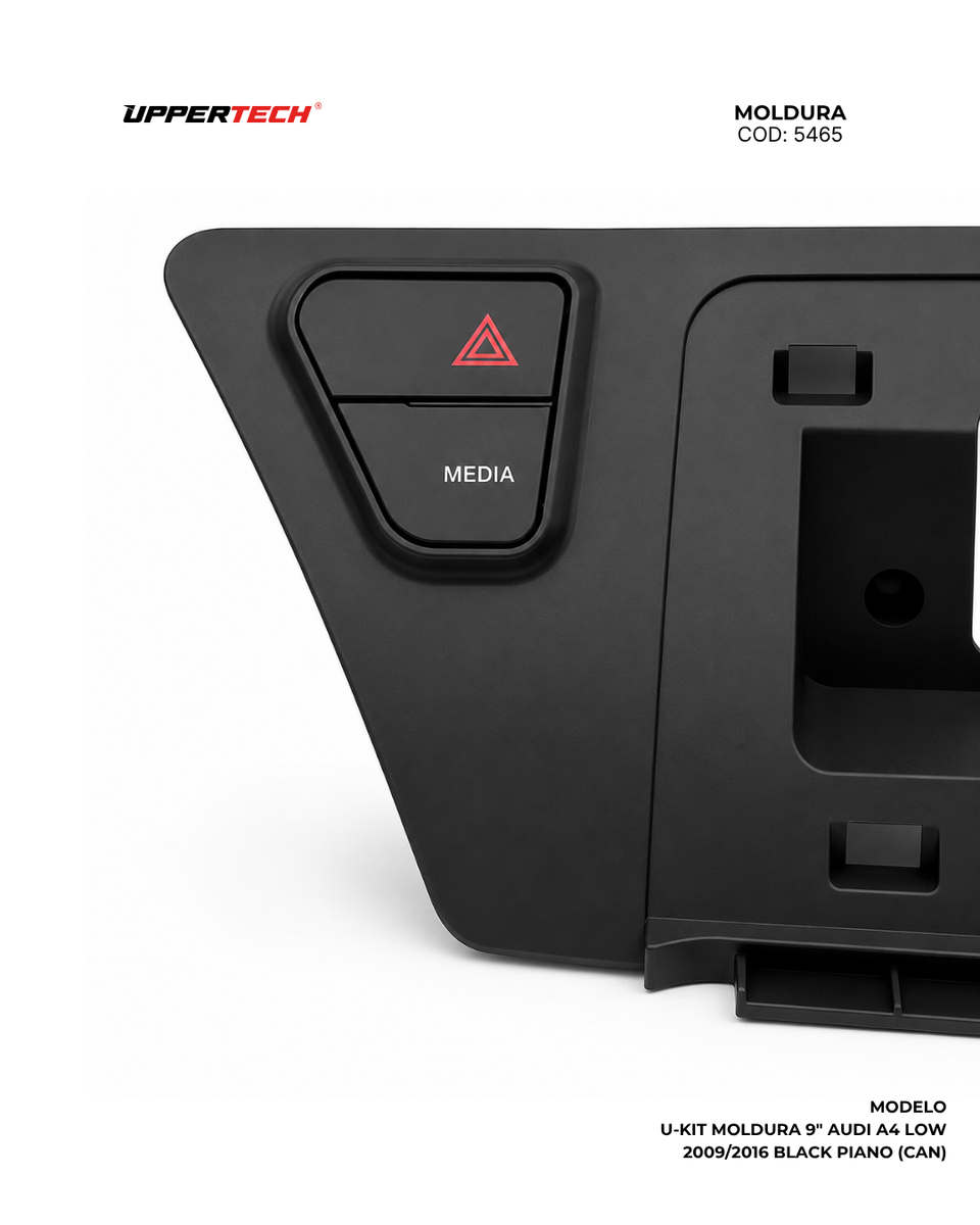 Moldura + Chicote específico · Audi — A4 (2009–2016) · 9" · Black Piano · Low - miniatura 9