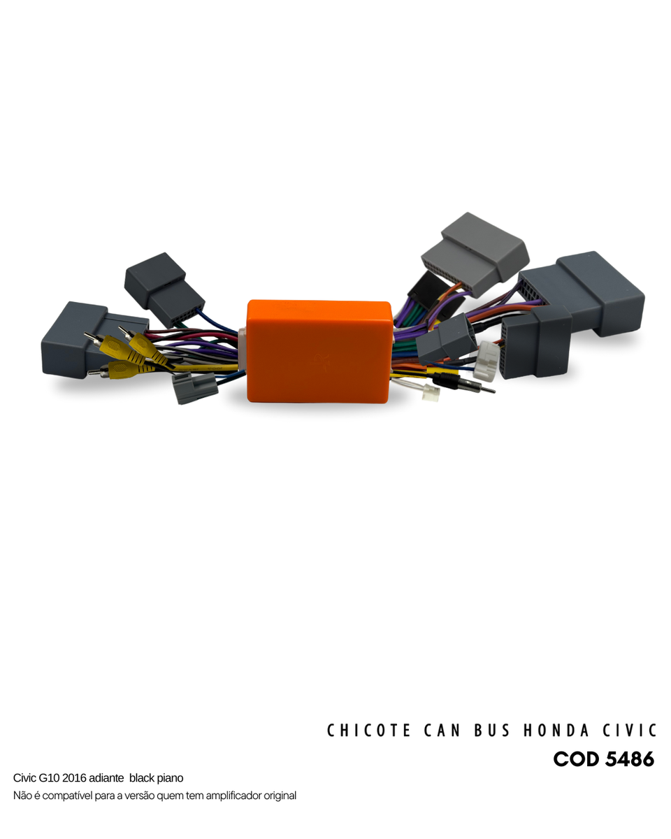 Moldura + Chicote específico · Honda — Civic (2016–2025) · 9.7" · Black Piano - miniatura 2