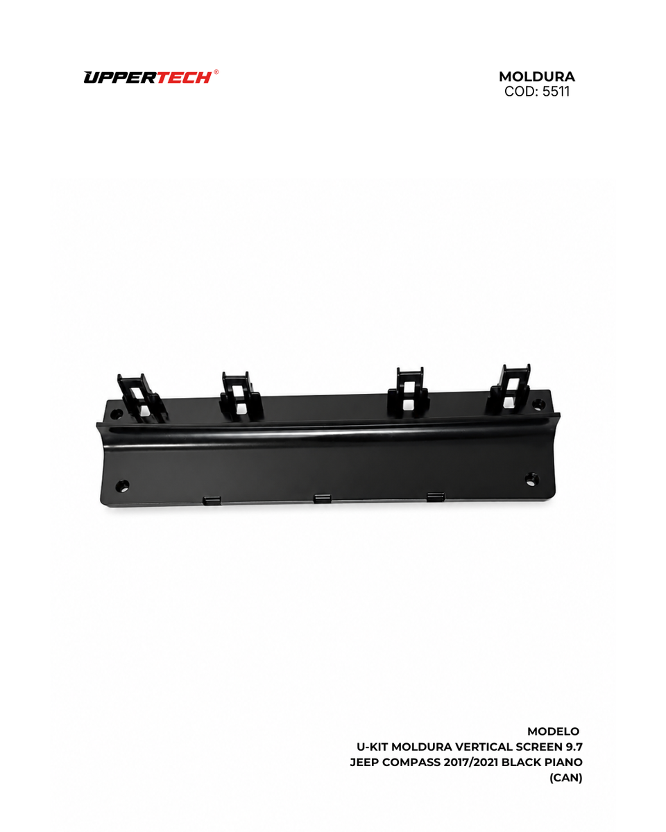 Moldura + Chicote específico · Jeep — Compass (2017–2021) · 9.7" · Black Piano - miniatura 7