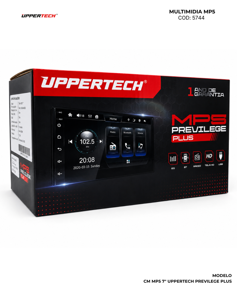 Embalagem · Central Multimídia · MP5 Privilege Plus 7" (CarPlay e Android Auto sem Fio) Wireless