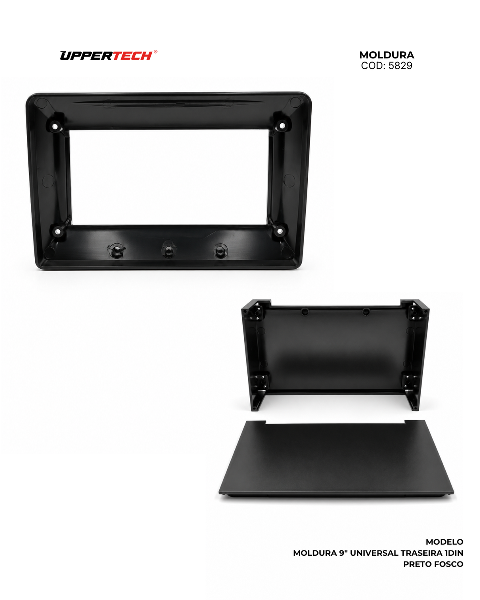 9″ Traseira 1 DIN Preto Fosco