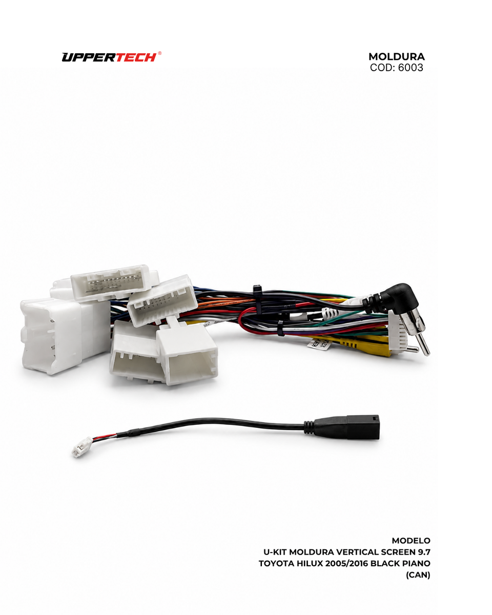 Moldura + Chicote específico · Toyota — Hilux, SW4 (2005–2016) · 9.7" · Black Piano - miniatura 6