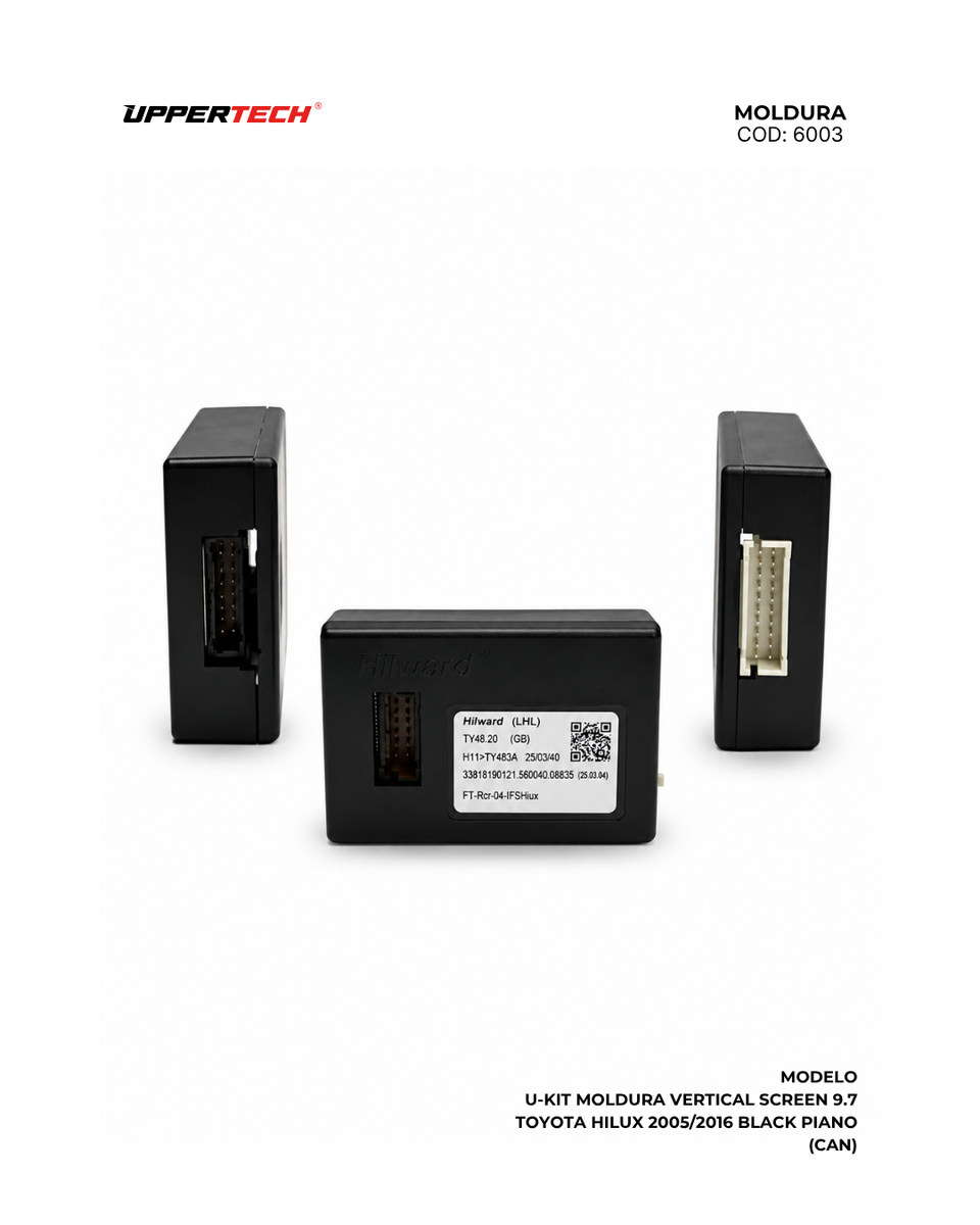 Moldura + Chicote específico · Toyota — Hilux, SW4 (2005–2016) · 9.7" · Black Piano - miniatura 7
